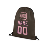 Custom Brown Light Pink Drawstring Bag