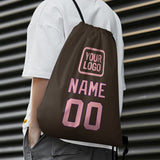 Custom Brown Light Pink Drawstring Bag