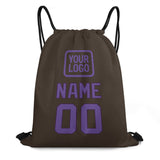 Custom Brown Light Purple Drawstring Bag