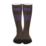 Custom Brown Light Purple Knee-High Sock