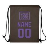 Custom Brown Light Purple Drawstring Bag