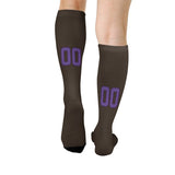 Custom Brown Light Purple Knee-High Sock
