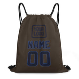 Custom Brown Navy Drawstring Bag