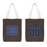 Custom Brown Navy Canvas Tote Bag