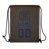 Custom Brown Navy Drawstring Bag