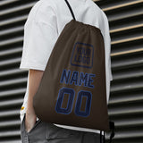 Custom Brown Navy Drawstring Bag
