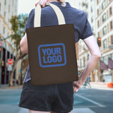 Custom Brown Navy Canvas Tote Bag