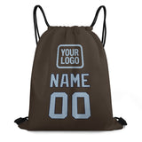 Custom Brown Light Blue Drawstring Bag