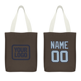 Custom Brown Light Blue Canvas Tote Bag