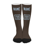 Custom Brown Light Blue Knee-High Sock