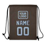 Custom Brown Light Blue Drawstring Bag