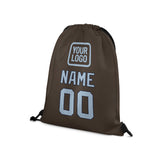 Custom Brown Light Blue Drawstring Bag