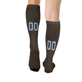 Custom Brown Light Blue Knee-High Sock