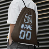 Custom Brown Light Blue Drawstring Bag
