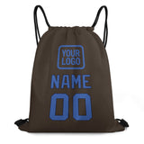 Custom Brown Sky Blue Drawstring Bag