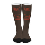 Custom Brown Coral Red Knee-High Sock
