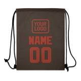 Custom Brown Coral Red Drawstring Bag