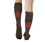 Custom Brown Coral Red Knee-High Sock