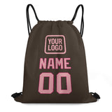 Custom Brown Light Pink Drawstring Bag