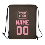 Custom Brown Light Pink Drawstring Bag