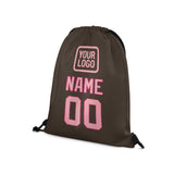Custom Brown Light Pink Drawstring Bag