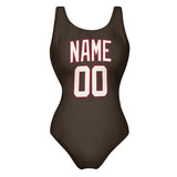 Custom Brown White Swimsuit
