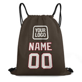 Custom Brown White Drawstring Bag