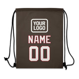 Custom Brown White Drawstring Bag