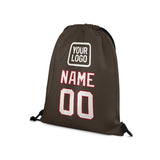 Custom Brown White Drawstring Bag
