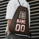 Custom Brown White Drawstring Bag