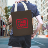 Custom Brown White Canvas Tote Bag
