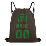 Custom Brown Emerald Green Drawstring Bag