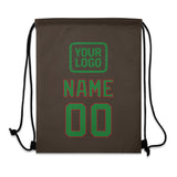 Custom Brown Emerald Green Drawstring Bag