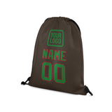 Custom Brown Emerald Green Drawstring Bag