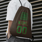 Custom Brown Emerald Green Drawstring Bag