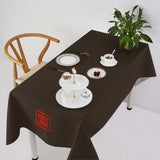 Custom Brown Coral Red Square Table Cloth