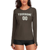 Custom Brown Cream Women's Long-Sleeve Shirt