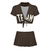 Custom Brown Cream Cheerleading Uniform Set