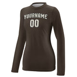 Custom Brown Cream Women's Long-Sleeve Shirt