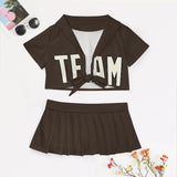 Custom Brown Cream Cheerleading Uniform Set