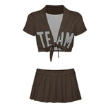 Custom Brown Gray Cheerleading Uniform Set