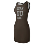 Custom Brown Gray Sleeveless Vest Dress