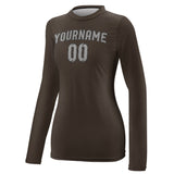 Custom Brown Gray Women's Long-Sleeve Shirt