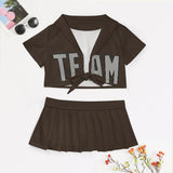 Custom Brown Gray Cheerleading Uniform Set