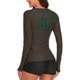 Custom Brown Green Women's Long-Sleeve Shirt