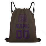 Custom Brown Purple Drawstring Bag