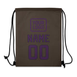 Custom Brown Purple Drawstring Bag