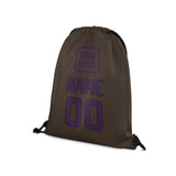 Custom Brown Purple Drawstring Bag
