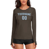 Custom Brown Light Blue Women's Long-Sleeve Shirt