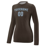 Custom Brown Light Blue Women's Long-Sleeve Shirt
